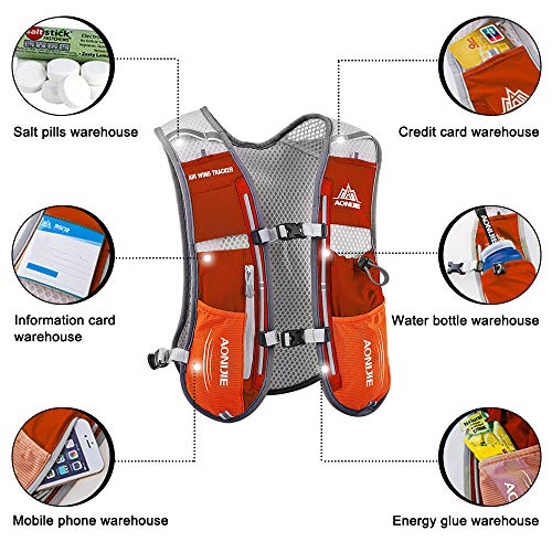 HINATAA Running Hydration Vest – 5L Lightweight Hiking Backpack, Orange