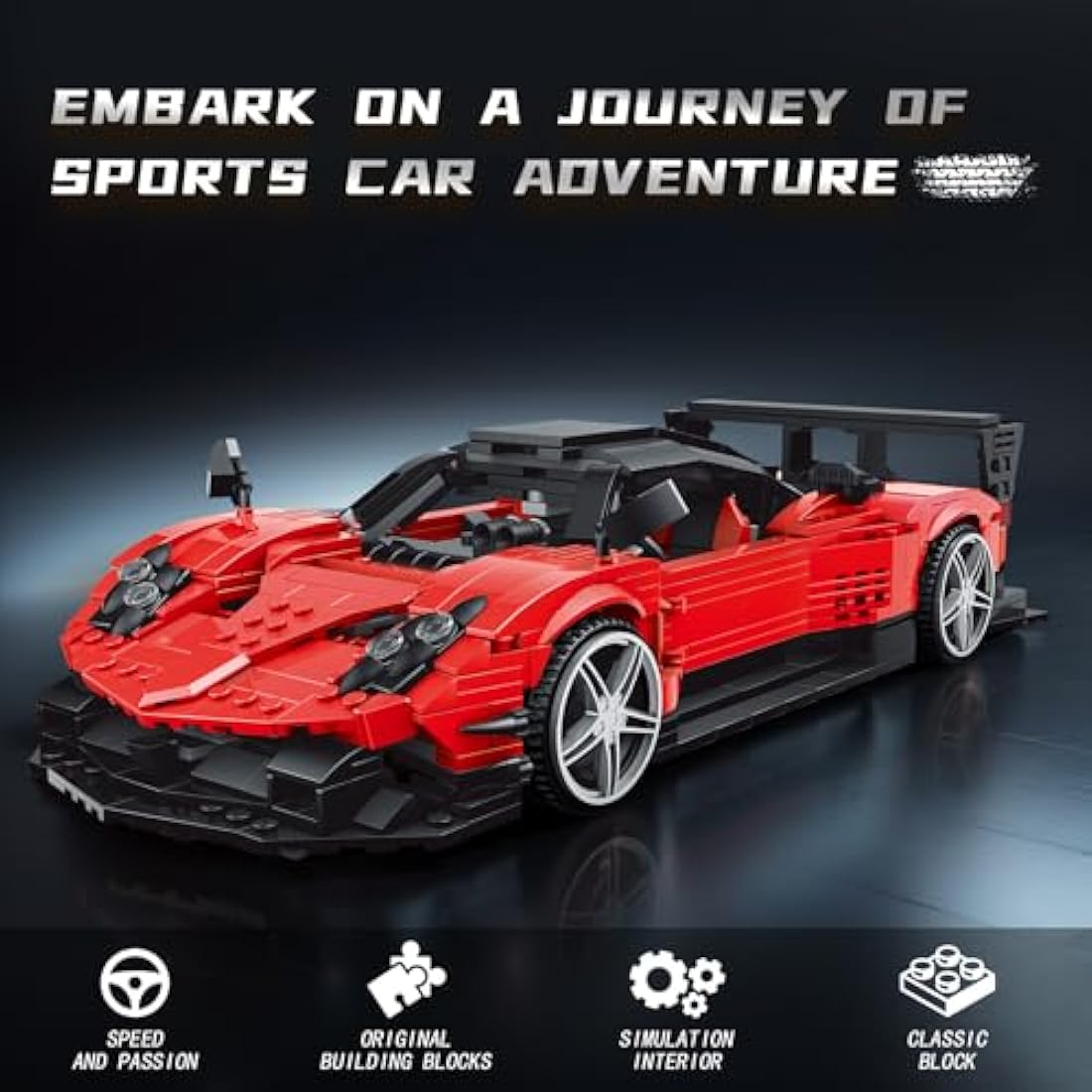 JMBricklayer Zonda R Supercar Building Set - 1278 Piece Racing Car Model