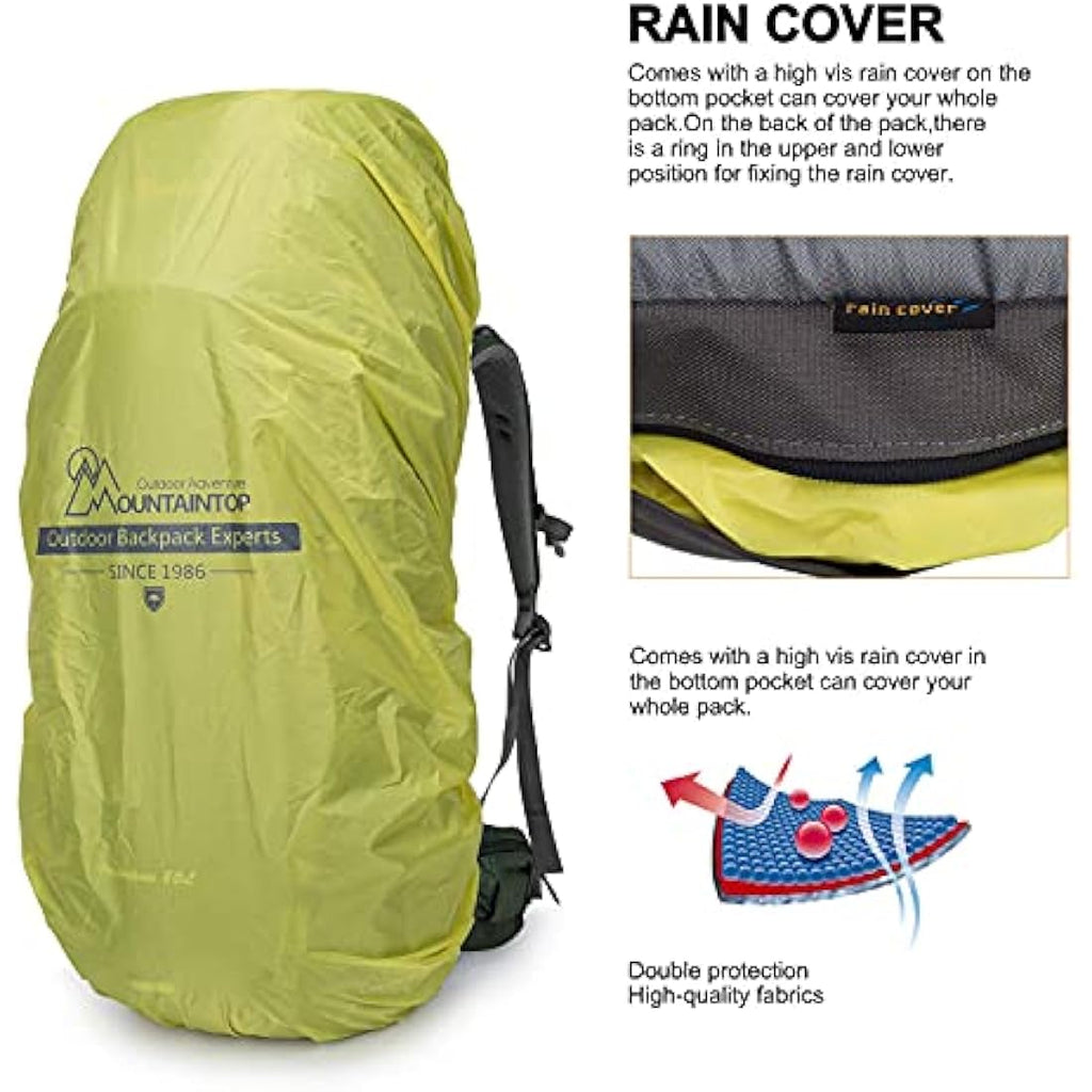 MOUNTAINTOP 80L Hiking Backpack | Waterproof Nylon Trekking Rucksack