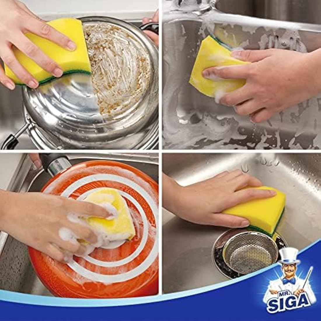 MR.SIGA Heavy Duty Scrub Sponge for Kitchen & Dish Washing - 12 Pack