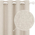 Deconovo 100% Blackout Faux Linen Thermal Eyelet Curtains - Pale Khaki