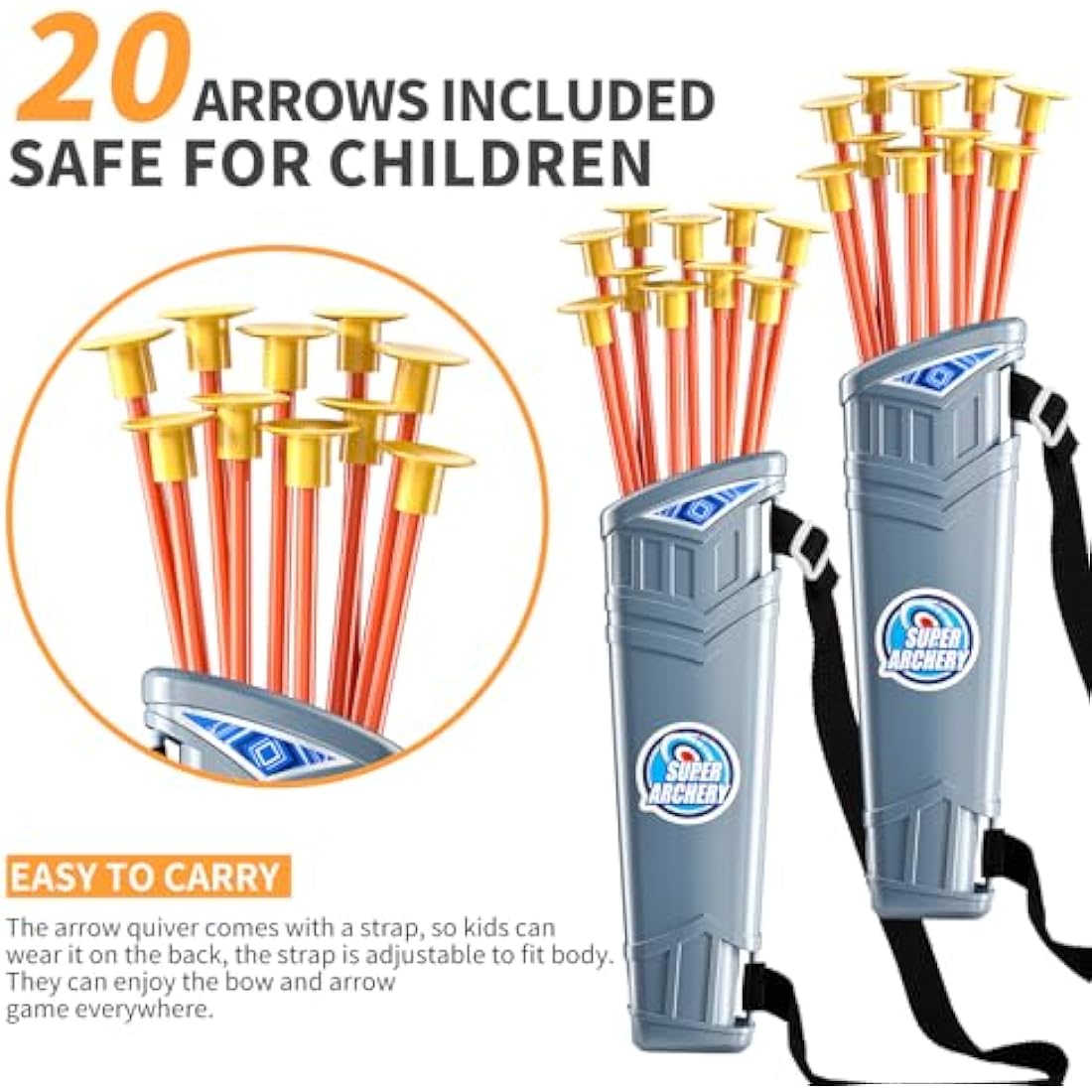 Kids Archery Set with LED Lights - Bow and Arrow Toy with Target