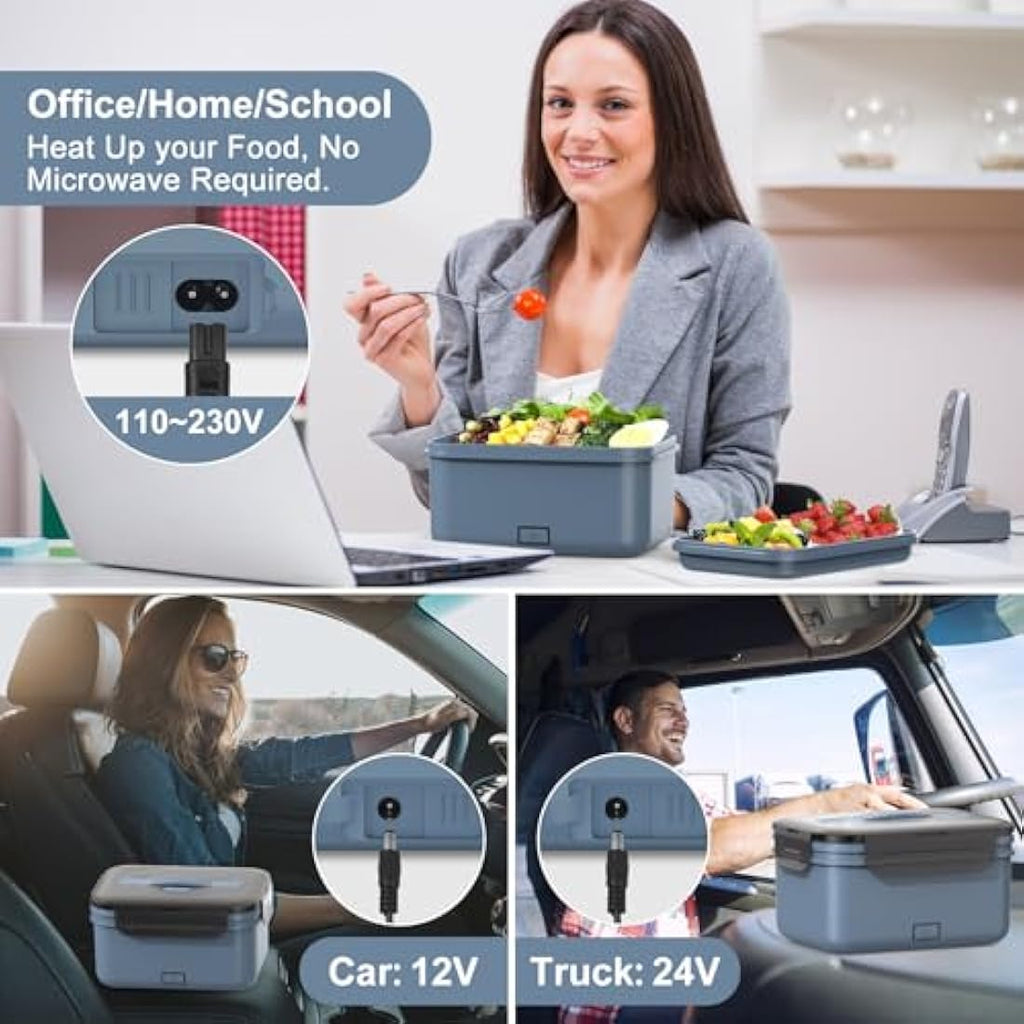 Herrfilk 100W Electric Lunch Box – 1.8L Heated Bento for Car, Truck & Home