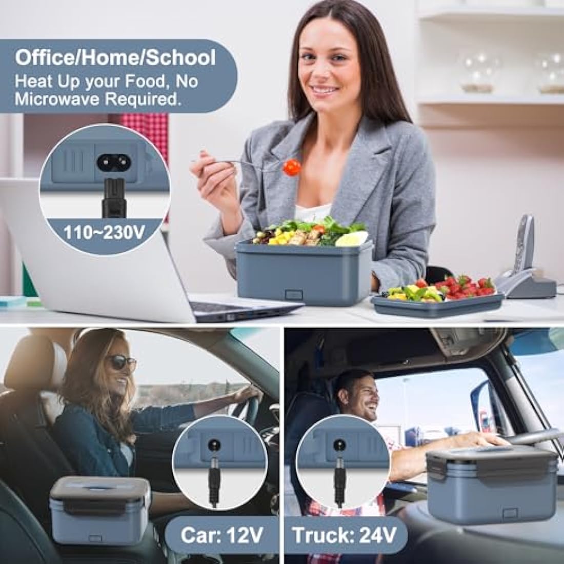 Herrfilk 100W Electric Lunch Box – 1.8L Heated Bento for Car, Truck & Home