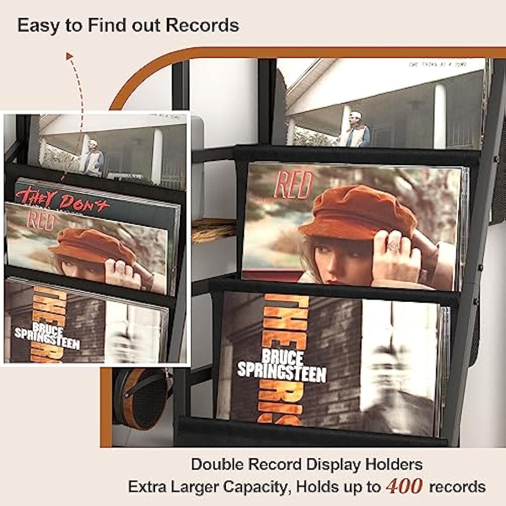 Bikoney Record Player Stand | 280 Vinyl Storage Cabinet & Media Console