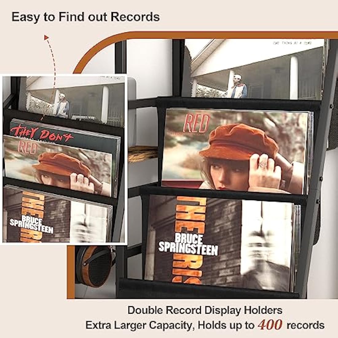 Bikoney Record Player Stand | 280 Vinyl Storage Cabinet & Media Console