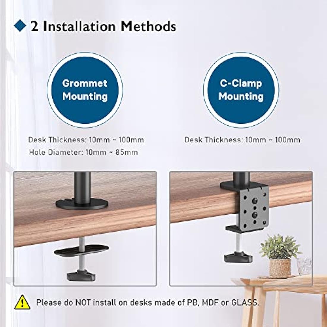BONTEC Dual Monitor Stand – Adjustable Desk Mount for 13-27 Inch Screens