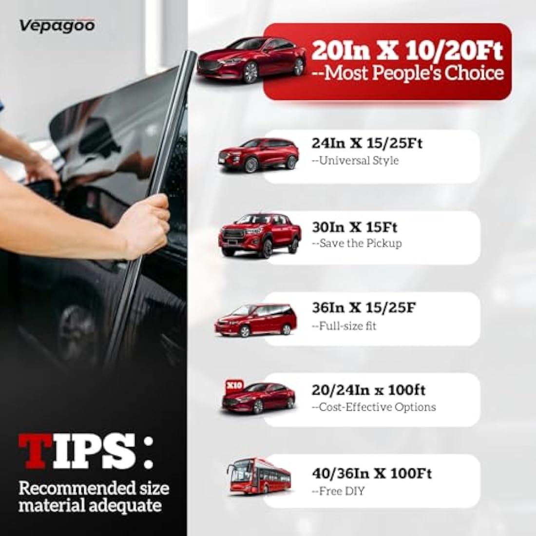 Vepagoo Ceramic Car Window Tint Film | 35% VLT Heat & UV Rejection