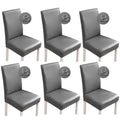 Bestenrose Waterproof PU Leather Dining Chair Covers - Gray, Set of 6