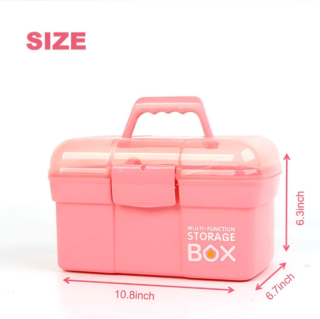Storage Box with Removable Tray & Lid,Multipurpose Container Small Plastic Art Storage Box with Compartments,Craft Caddy for - image 2