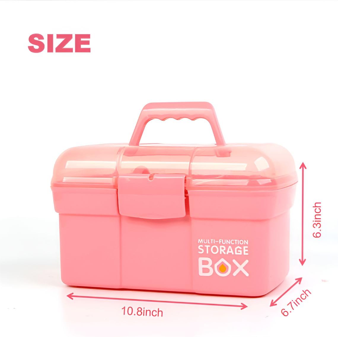 Storage Box with Removable Tray & Lid,Multipurpose Container Small Plastic Art Storage Box with Compartments,Craft Caddy for - image 2