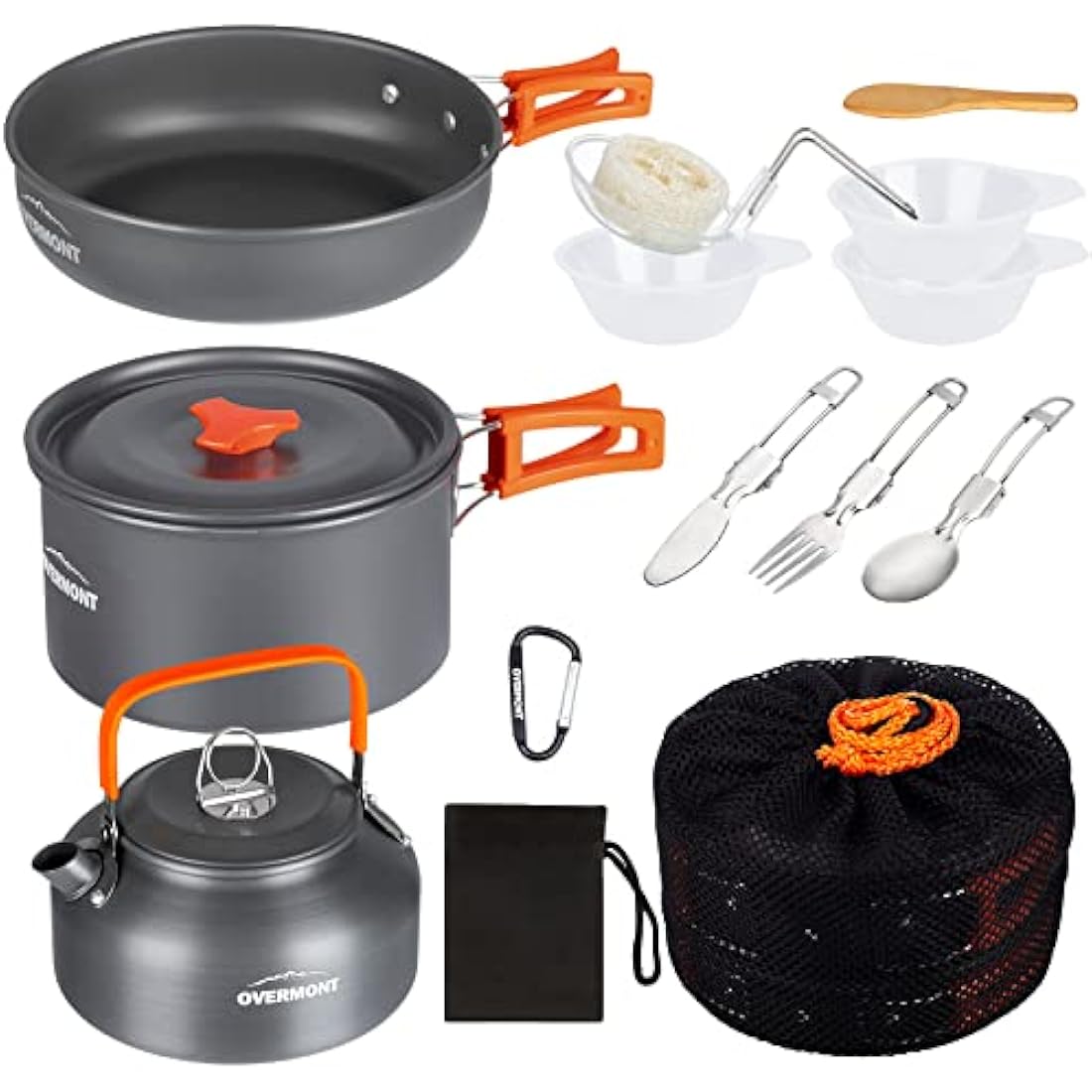 Overmont Camping Cookware Set | 0.8L/1.2L Portable Kettle & Mess Kit