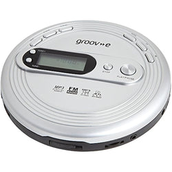 Groov-e Retro Portable CD Player | FM Radio & MP3 Playback – Silver