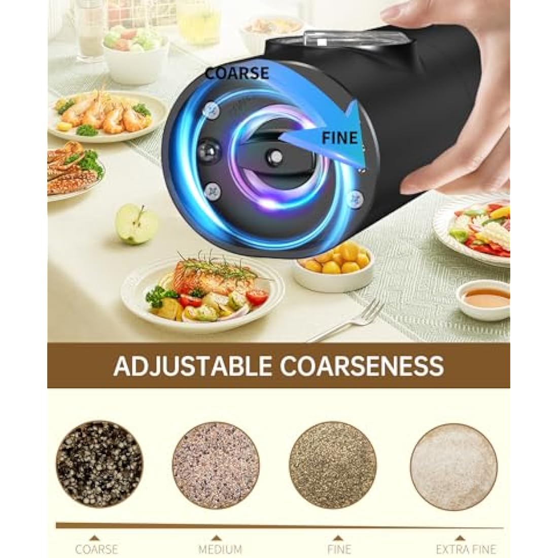 CIRCLE JOY Electric Salt and Pepper Grinder Set – USB Rechargeable, 2 Pack