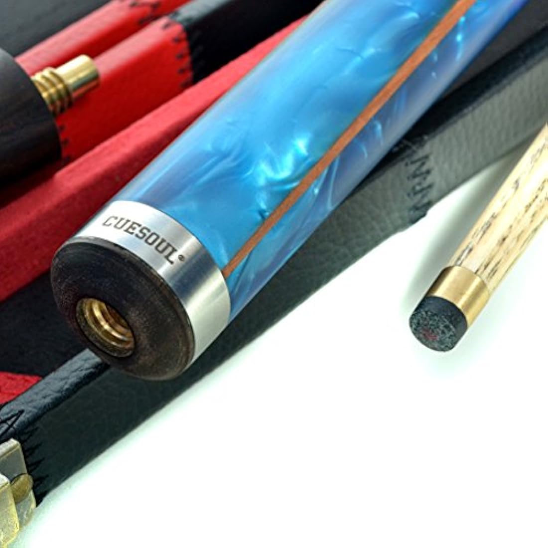 CUESOUL 57" Hand-Spliced 3/4 Snooker Cue | Ash Wood & Leatherette Case