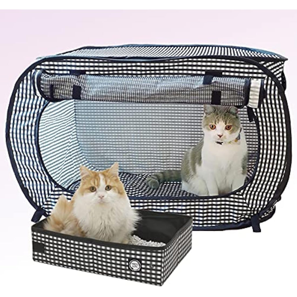 Necoichi Portable Cat Cage and Litter Box Set – Collapsible Travel Kennel