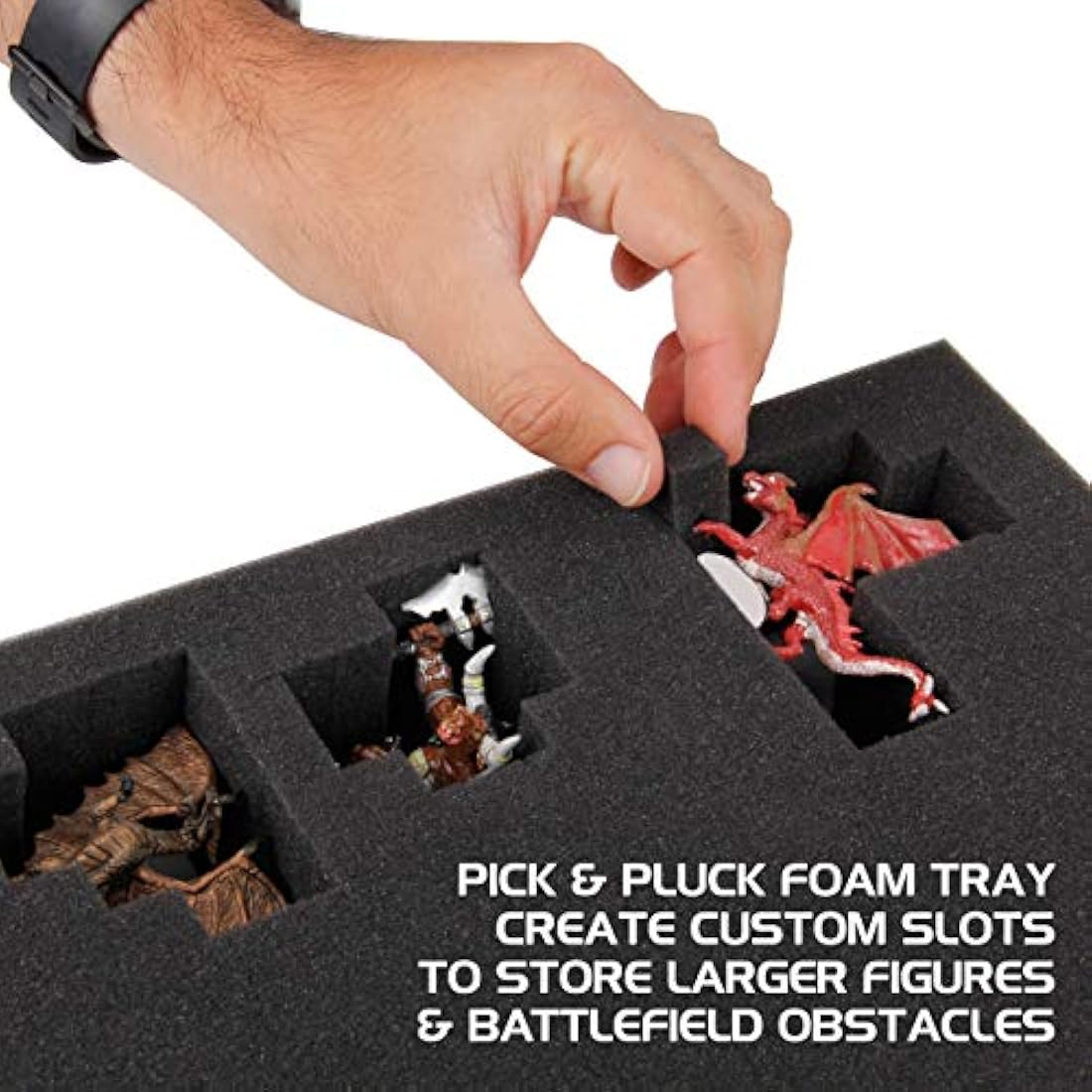 ENHANCE Miniature Figure Storage Case - 108 Slot Foam & Pick and Pluck