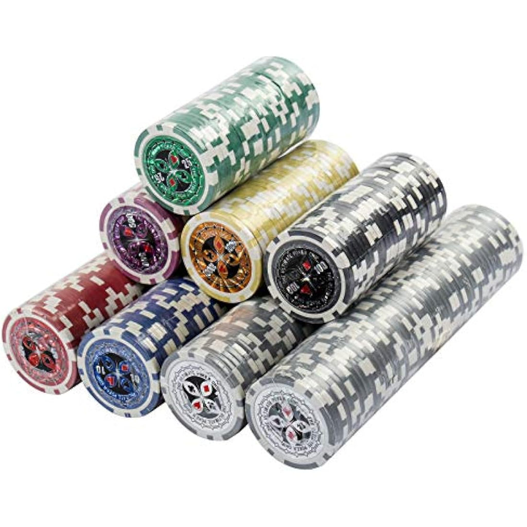 Display4top 300 Piece Texas Holdem Poker Chips Set with Aluminum Case