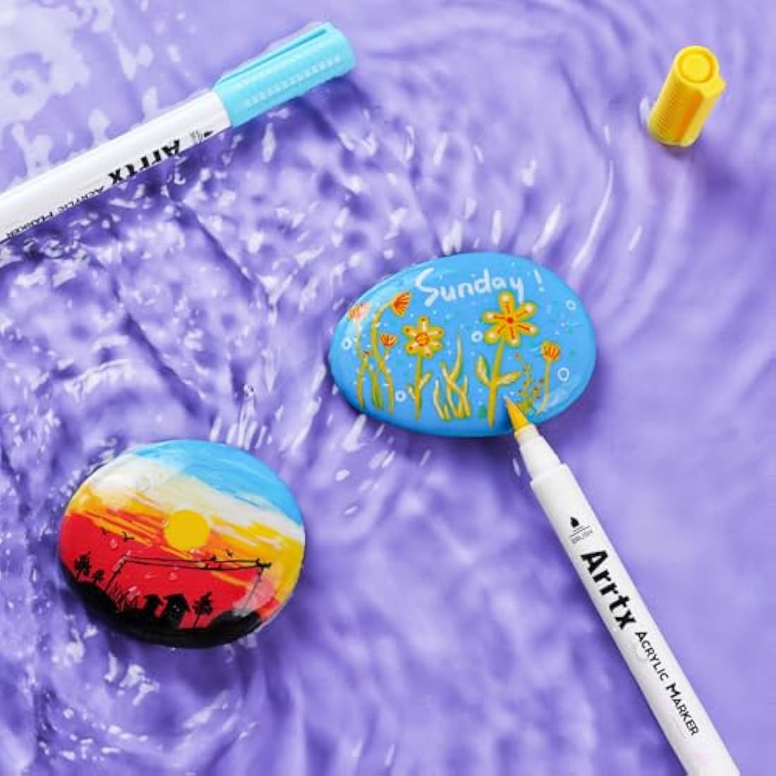 Arrtx 30 Colors Acrylic Paint Pens | Extra Brush Tip Water-Based Markers
