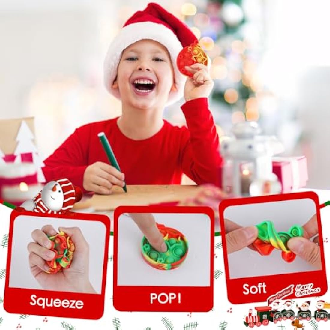 Amyang 24 Pack Christmas Mini Pop Fidget Toy Keychains for Party Favors