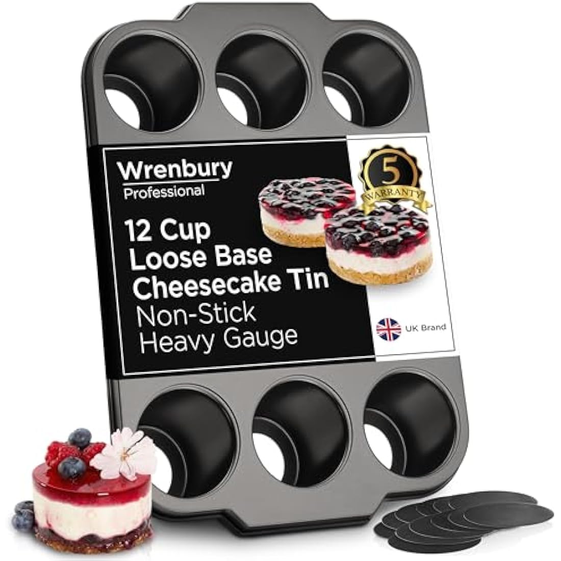 Wrenbury 12 Cup Mini Cheesecake Tin | Loose Base Steel Muffin Mould