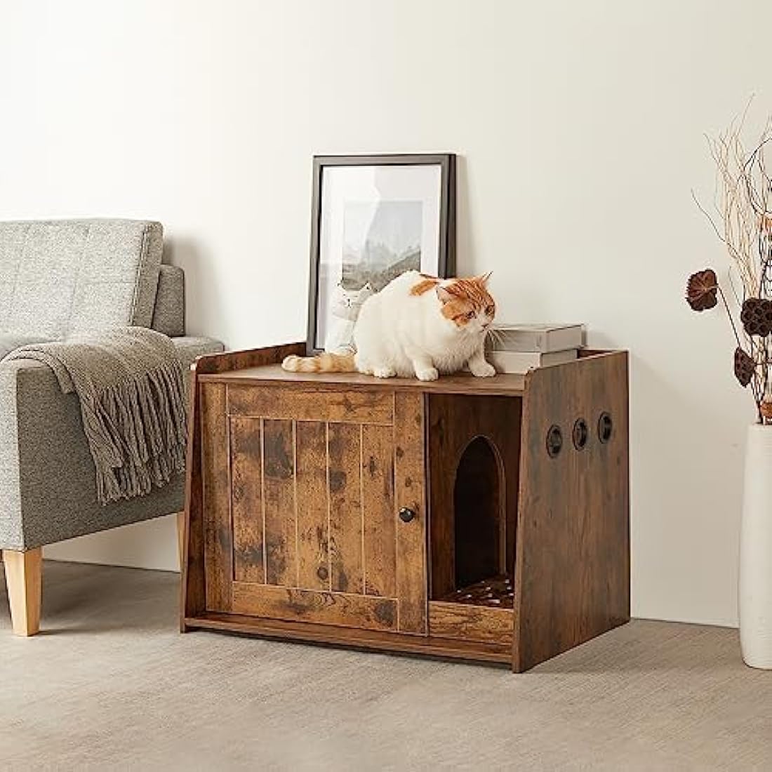 Wooden Cat Litter Box Enclosure – Hidden Indoor Cat House