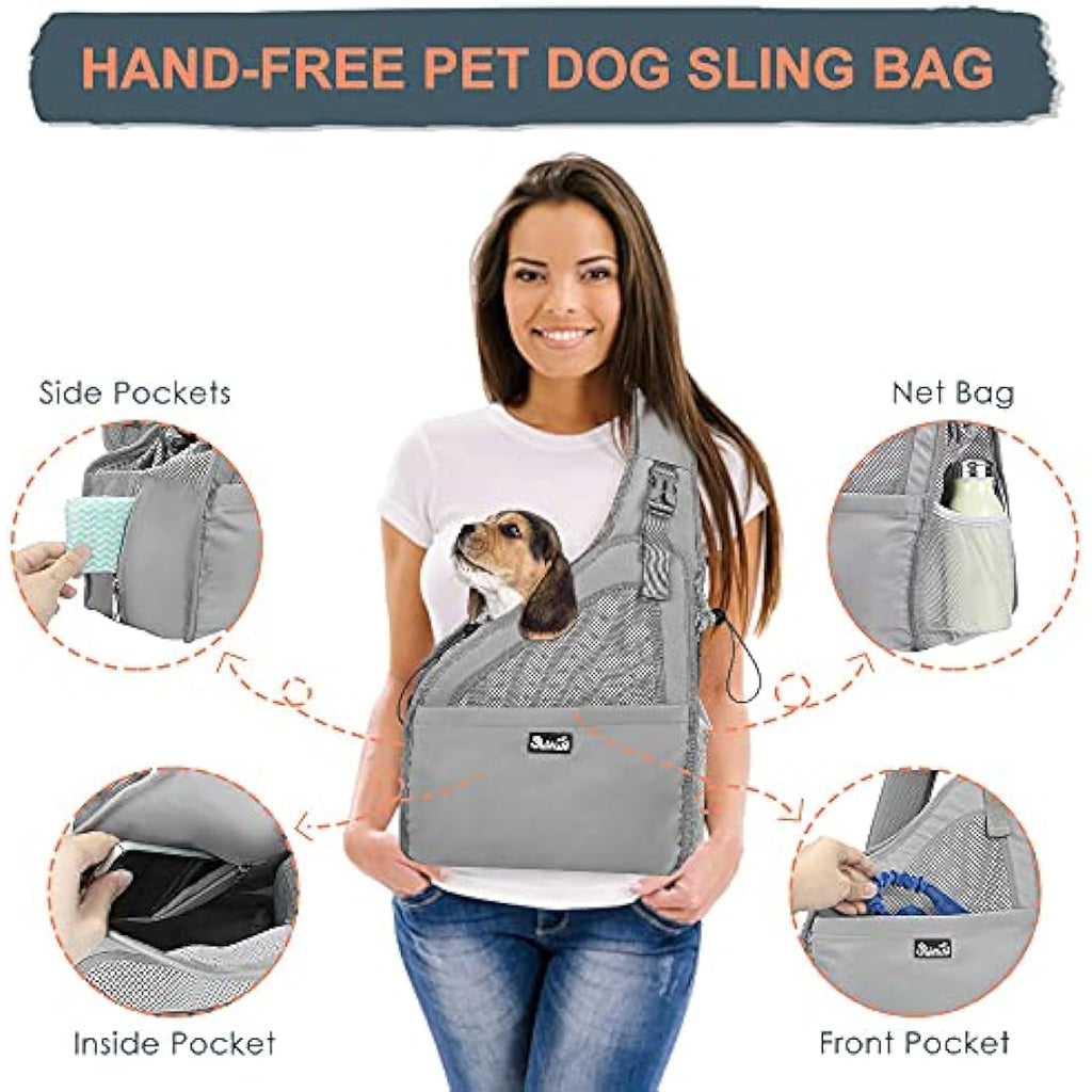 Nasjac Small Dog Sling Carrier – Breathable Mesh Hands-Free Travel Bag