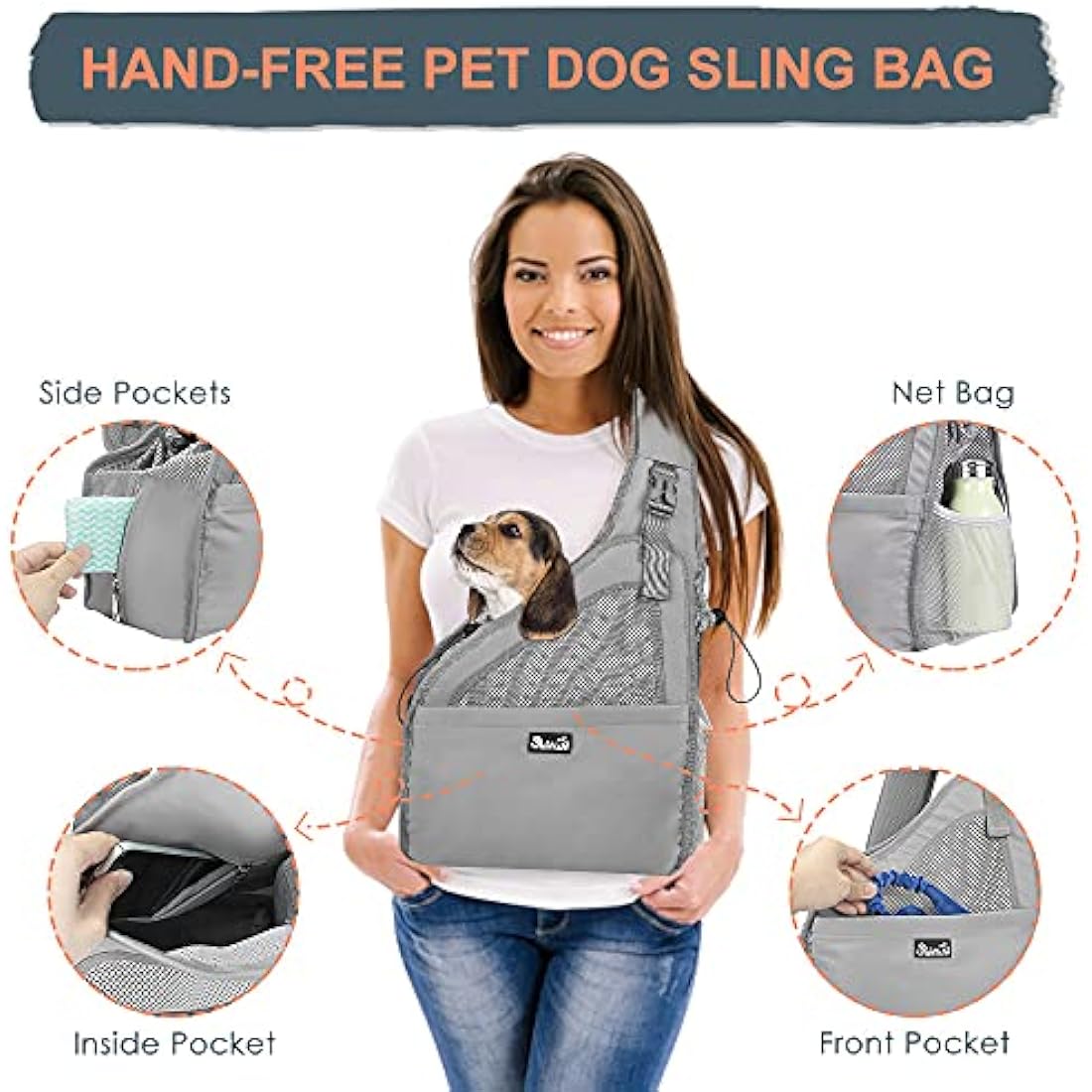 Nasjac Small Dog Sling Carrier – Breathable Mesh Hands-Free Travel Bag