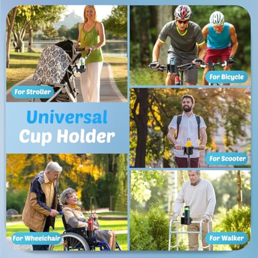 Guiseapue 2-in-1 Universal Pram Cup Holder with Phone Holder for Strollers