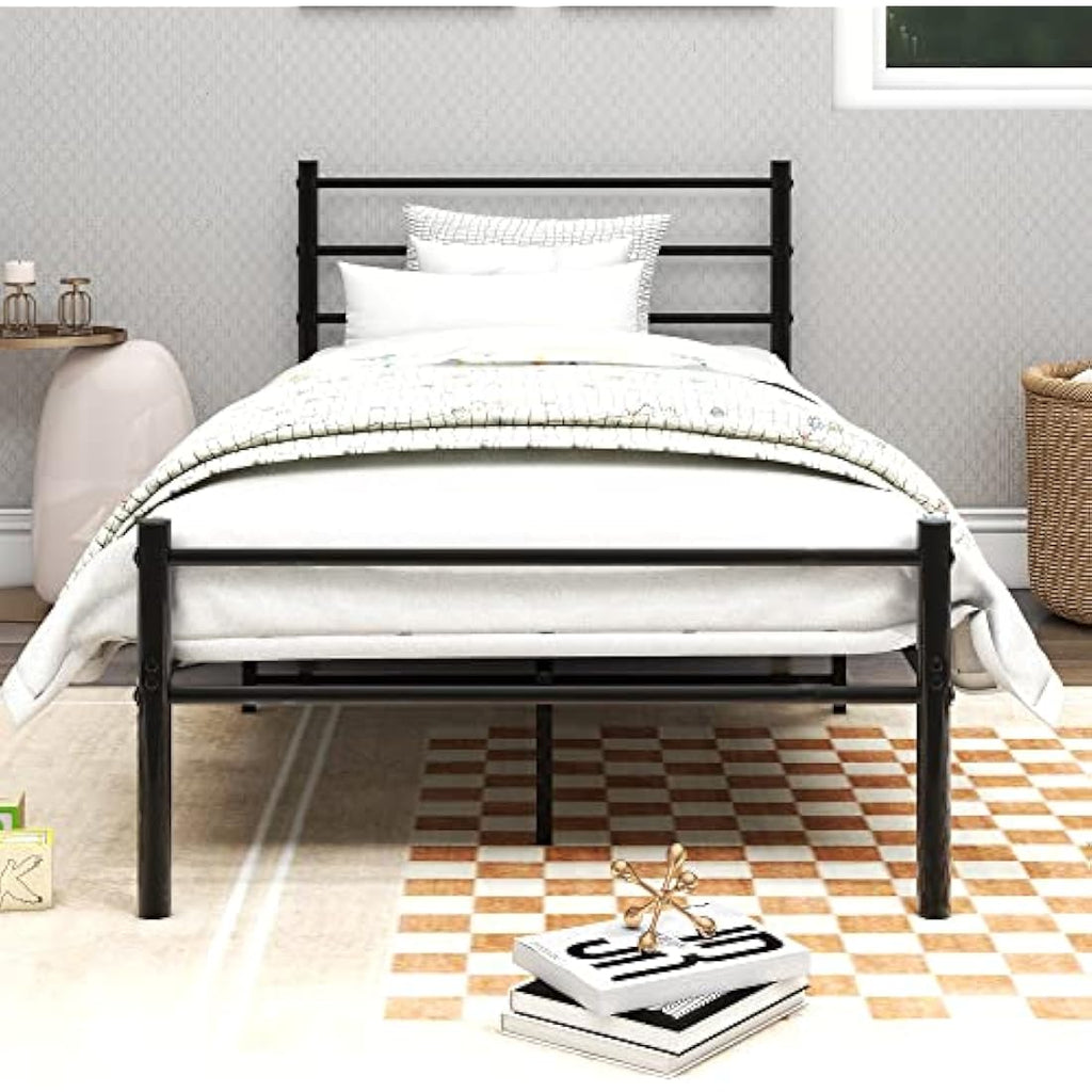 Diahomy 3ft Single Metal Platform Bed Frame with Headboard - Black