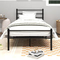 Diahomy 3ft Single Metal Platform Bed Frame with Headboard - Black