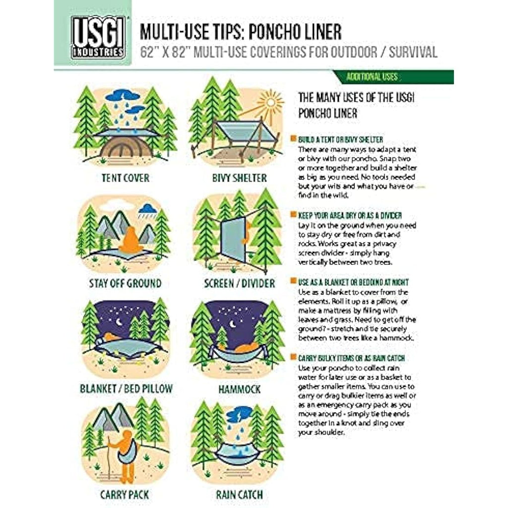 USGI Industries Military Woobie Blanket | Insulated Nylon Poncho Liner