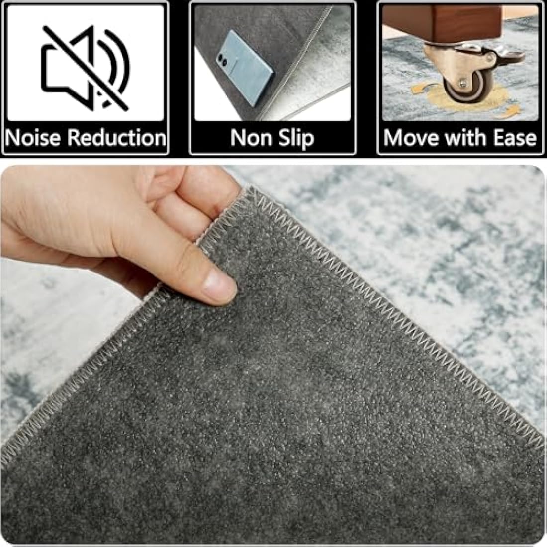 Office Chair Mat for Hardwood Floor | 120x150cm Grey Rubber