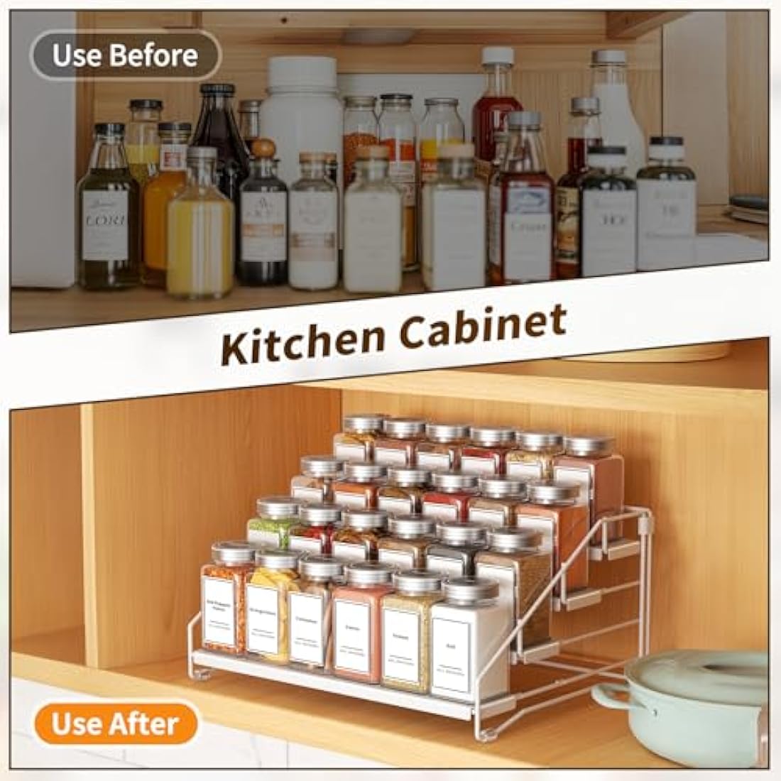ZDDLOINP 4-Tier Spice Rack Organizer – Adjustable Metal Kitchen Storage