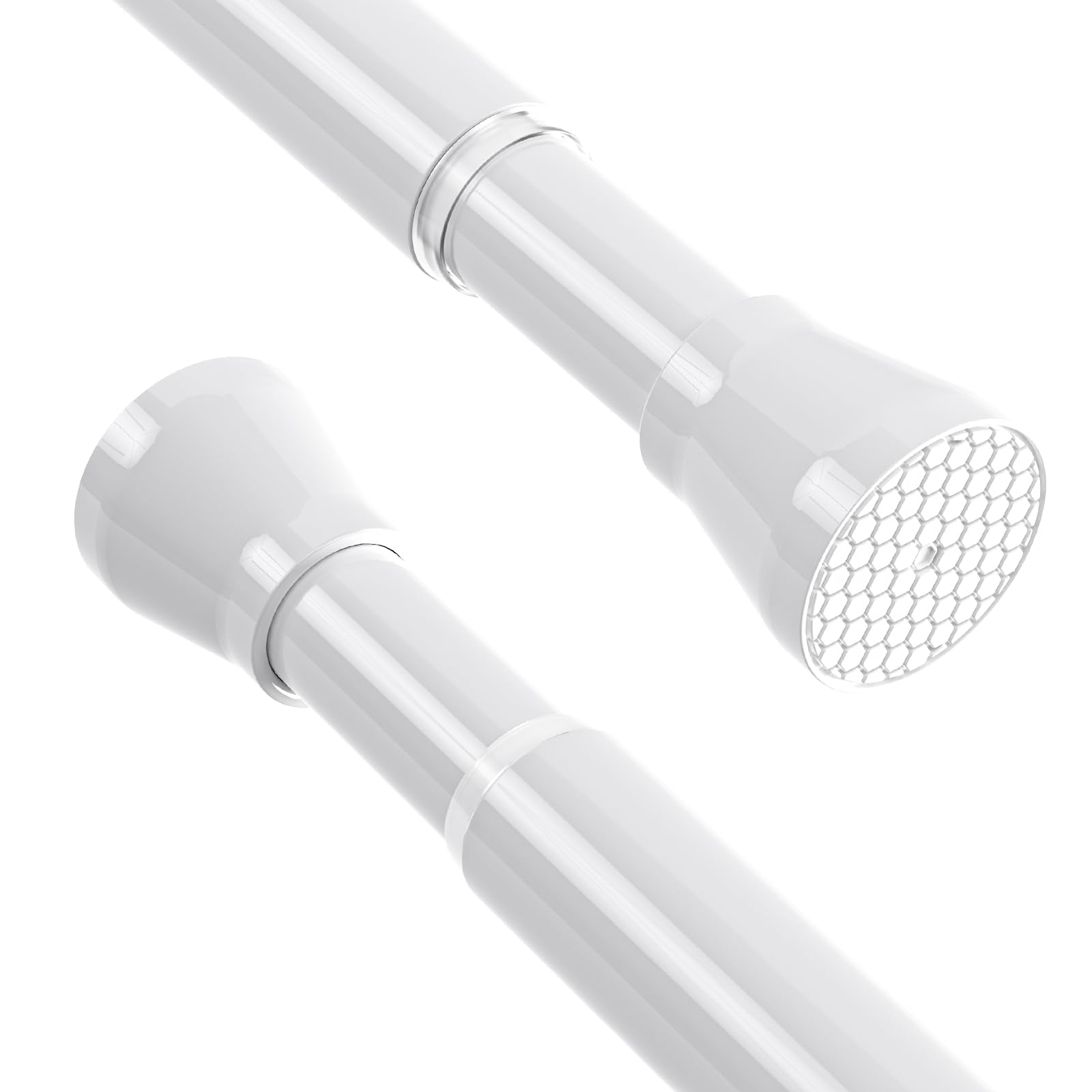 White Tension Shower Curtain Pole – 115-195cm No-Drill Rod