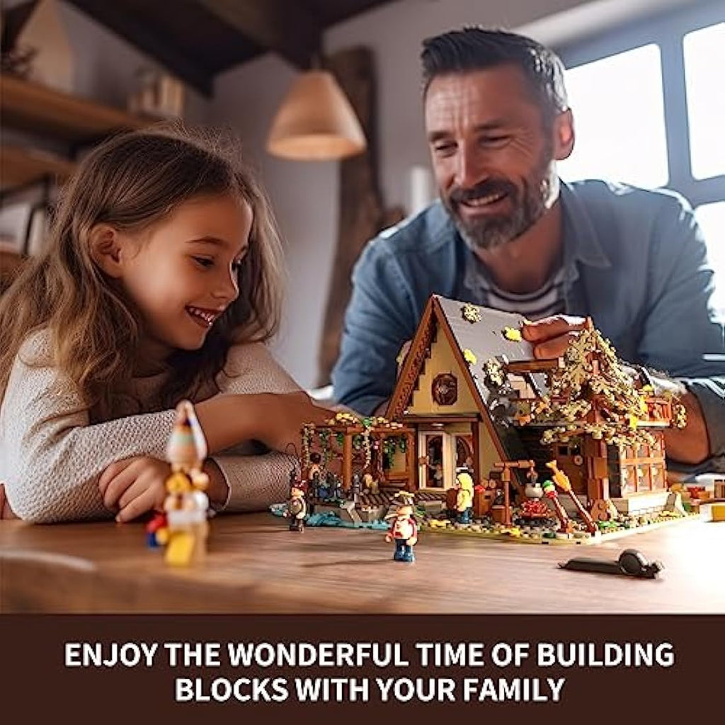 FUNWHOLE A-Frame Cabin Building Bricks Set with LED Lights - 2061 PCS