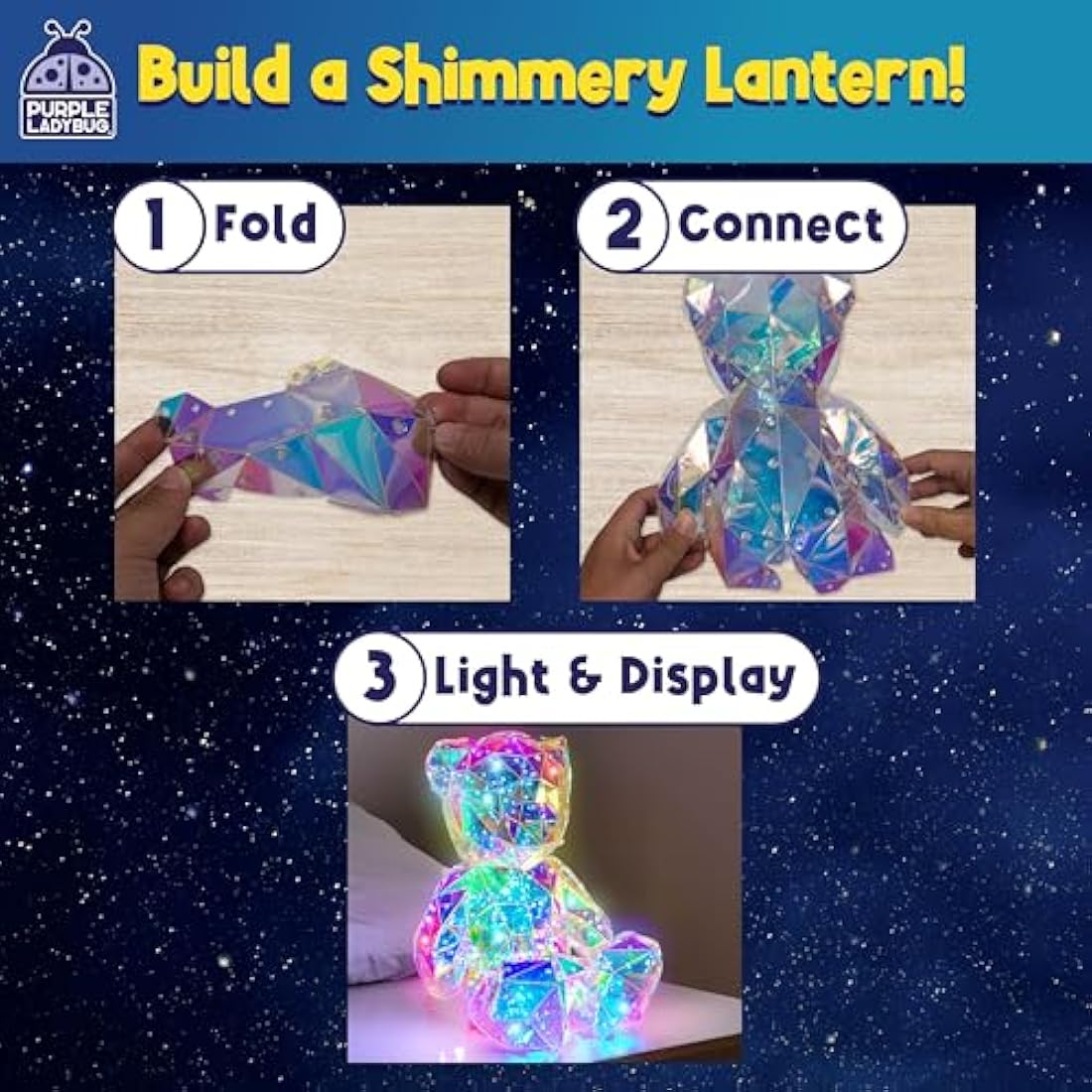 Purple Ladybug Prismic 3D Light Up Bear Craft Kit - DIY LED Lantern