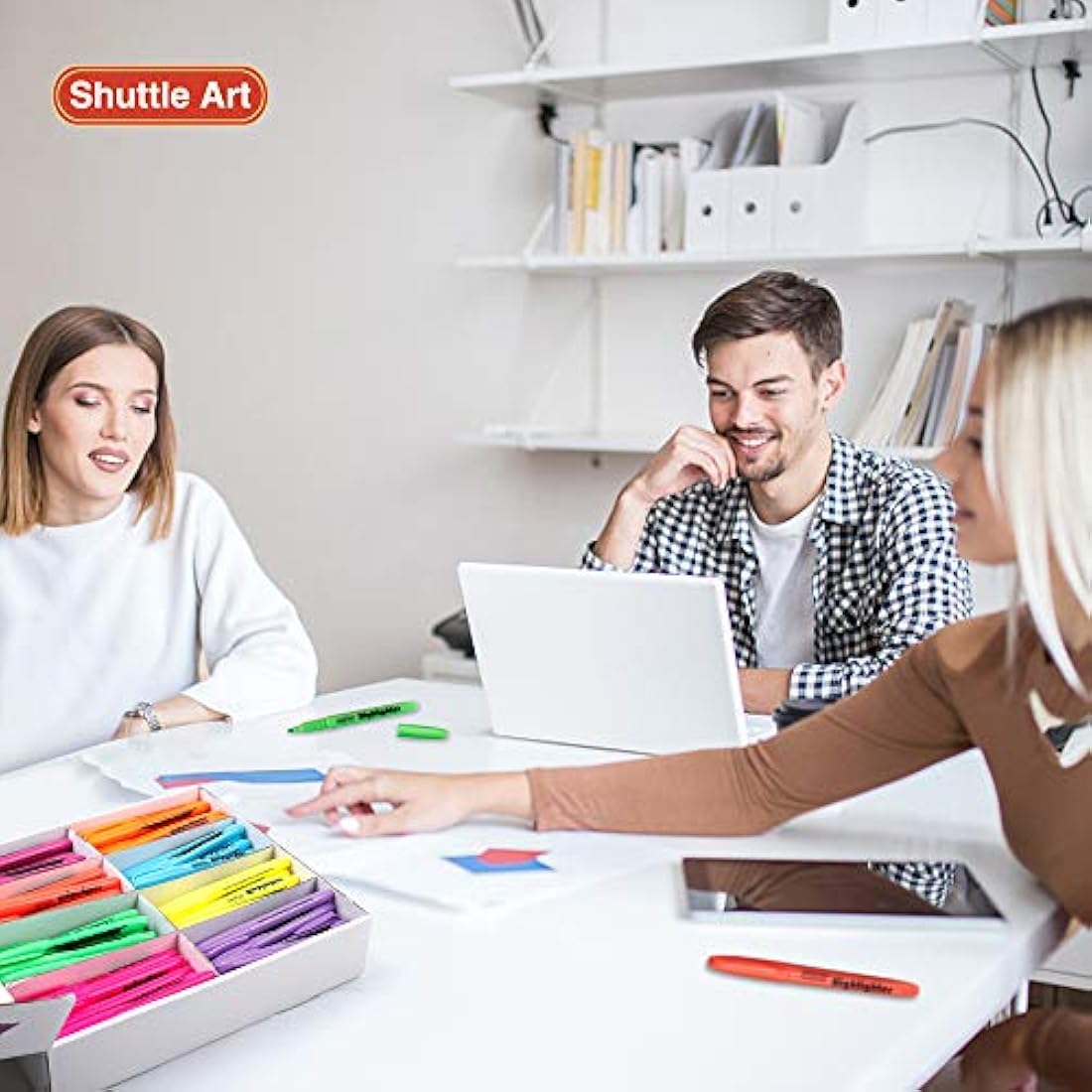 Shuttle Art 144 Pack Highlighters | 8 Assorted Colors Chisel Tip