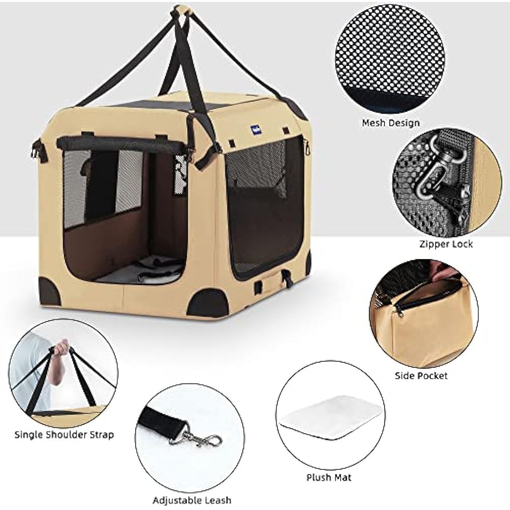 Petprsco Portable Soft Dog Crate – Collapsible Travel Kennel with Accessories