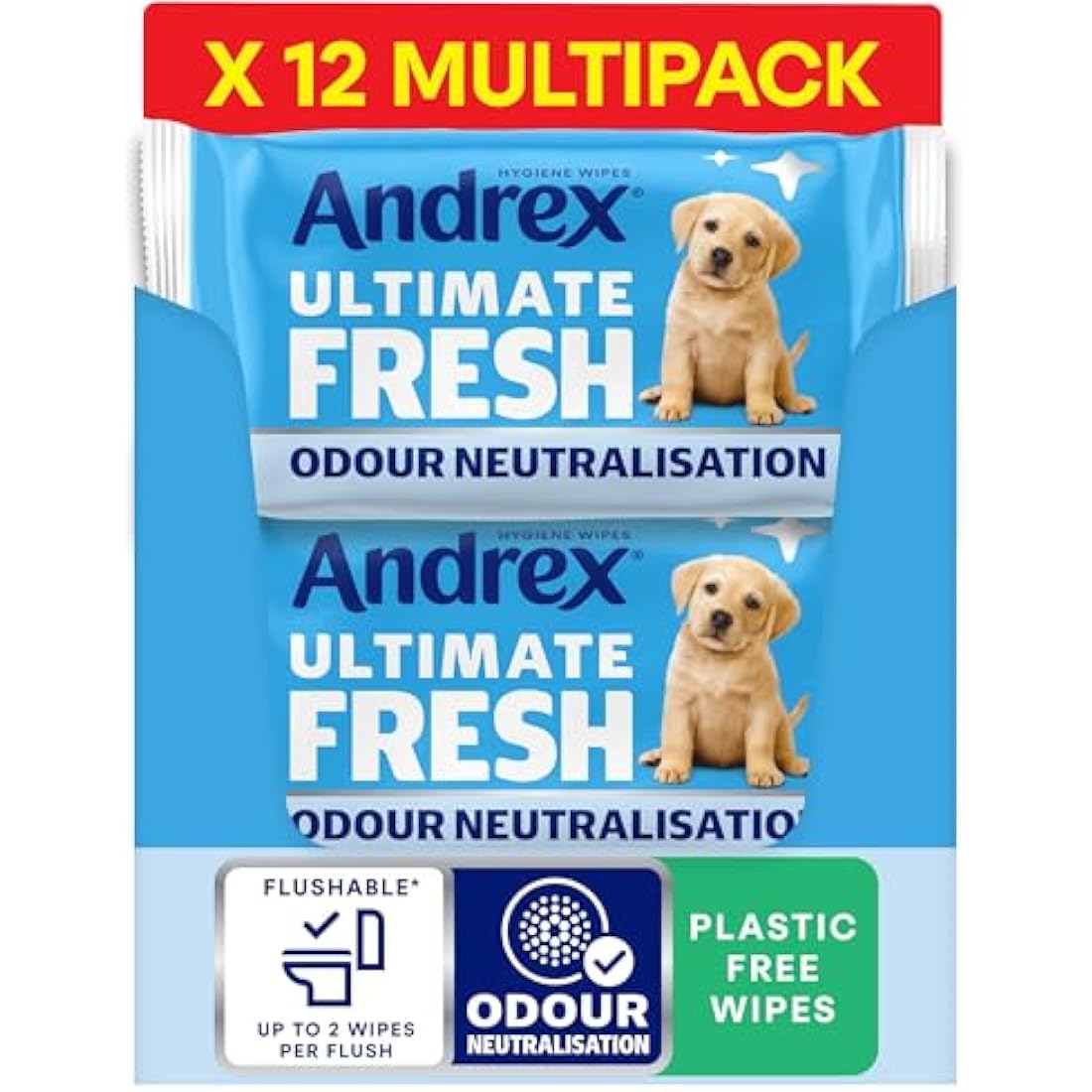 Andrex Ultimate Fresh Washlets – 12 Pack Flushable & Biodegradable Wipes