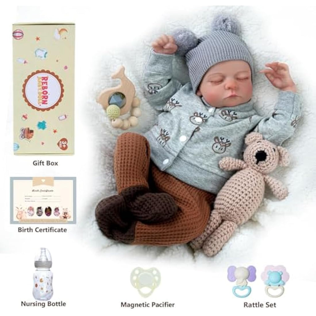 JIZHI Reborn Baby Doll Boy | 17-Inch Realistic Full Body Vinyl Newborn