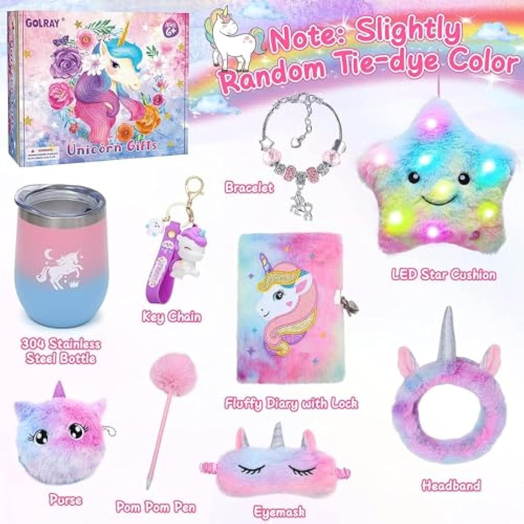 Latocos Unicorn Gift Set for Girls – Light Up Pillow & Plush Diary Kit