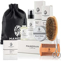 Maneman London Beard Grooming Kit - 7 Piece Natural Gift Set for Men