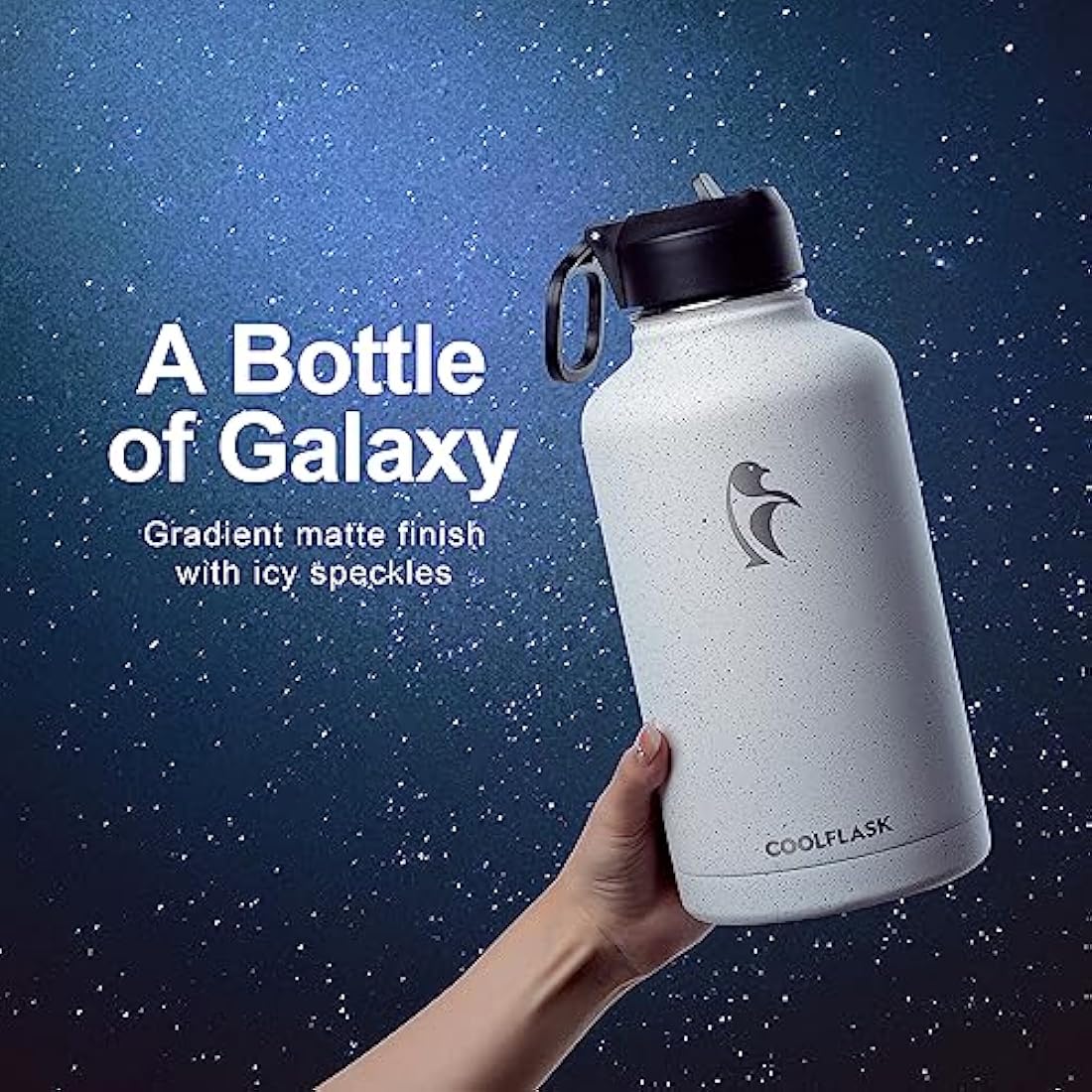 Coolflask 2L Insulated Water Bottle | Half Gallon Stainless Steel – Starry White
