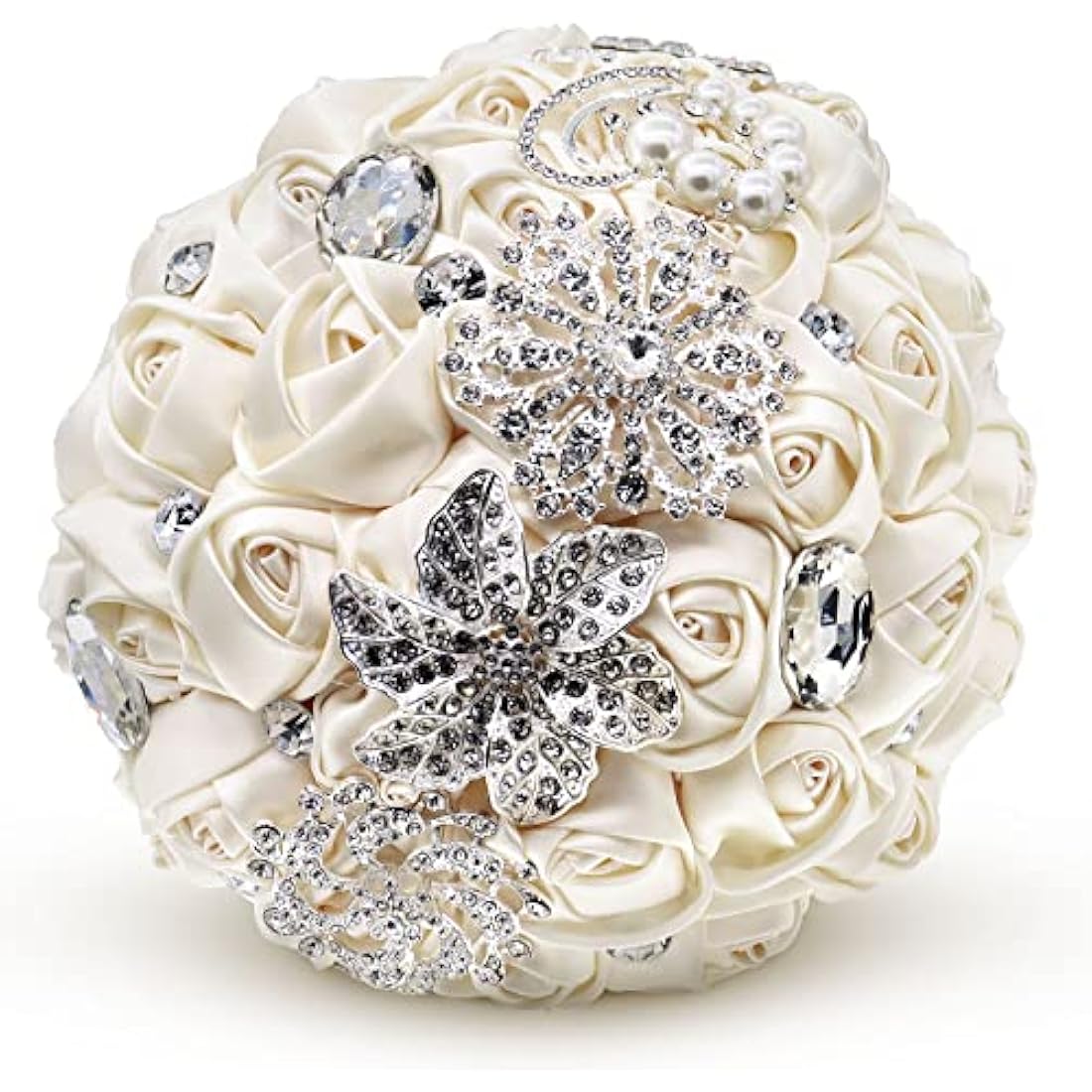 Jolof Store Satin Rose Bridal Bouquet – Diamond & Pearl Wedding Flowers