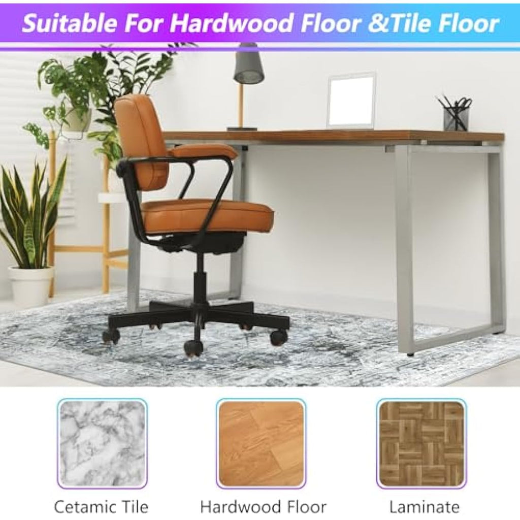 Office Chair Mat for Hardwood Floor - 120x150cm Grey Washable