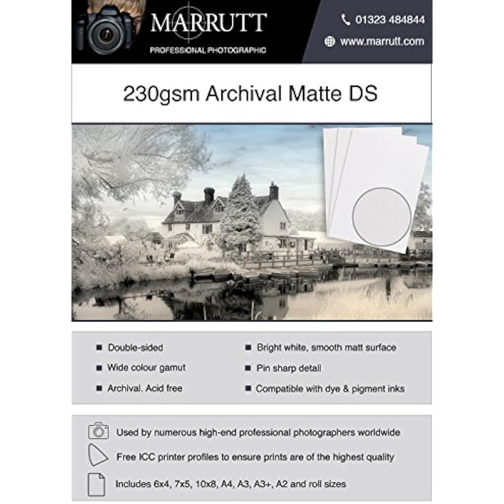 Marrutt A4 Archival Matt Double Sided Inkjet Photo Paper - 100 Sheets