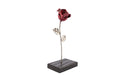 Forging Art Bcn Hand Forged Wrought Iron Rose - Red & Silver Metal Flower