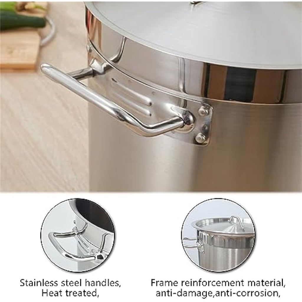 MOOTACO 25L Stainless Steel Stock Pot | Tri-Ply Induction Soup Pot
