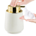 Jolof Store White Ceramic Foaming Soap Dispenser with Gold Pump